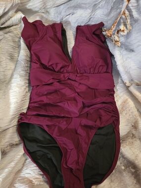 XL Plum Ruched One-Piece Swimsuit